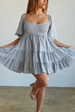 Gingham Babydoll Dress 703-1-Outfit
