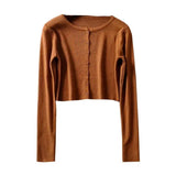 New Summer Thin Knitted Cardigan Women Spring Long Sleeve Basic Cropped Sweaters Female Casual Short Jumper