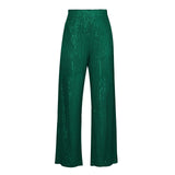 Turn-down Collar Sequin Women Two Piece Sets Green Long Sleeve Single Breasted Pant Sets Women Spring Loose Leisure