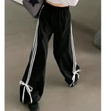 Black Striped Bow Cargo Pants-Outfit