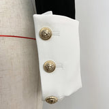 QUALITY 2023 New Fashion Designer Blazer Women's Big Collar Color Block Velvet Blazer Short
