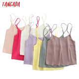 Women V Neck High Quality Satin Camis Spaghetti Strap Adjust Leeveless Silk Tank Tops 2021 Camisole