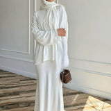 Fongt 2025 New Middle East Wearing Women's Long-Sleeved Skirt Dress Fashion Set