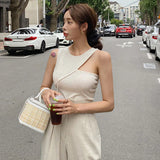 New O-Neck Vest Four Seasons Korean Knitted Top Sexy Splicing Casual Tanks Comfortable Fashion Tees Female
