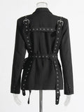 Solid Color Temperament Suit Jacket Woman 2025 Summer New Fashion Personality Design Style With Waist Display Thin