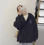Fongt Soft Sister Student Cartoon Meal Jk Coat Zipper Koloumi Cotton Hoodie Jade Cinnamon Dog Print