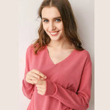 Sweater 2020 New V-neck Female Long-sleeved Knitted Pullover Jumper Pull Femme Clothes White Loose Thin Good