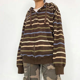 Aesthetic Fairycore Striped Zip Up Hoodie-Outfit