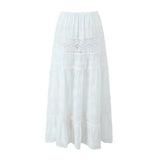 French Holiday Lace Spliced Blouse Lace Long Dress Suit In Spring-Outfit