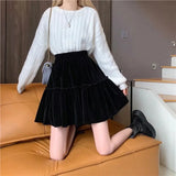 Black Velvet Mini Skirt-Outfit