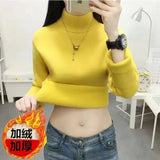 Thicken Sweater Womens Casual Warm Velvet Lined Big Size 4xl Knit Pullover Half Turtleneck Poleras Soft Knitwear