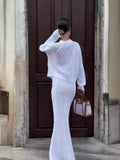 Fongt White Hollow Open Shirt Dress Women's Dress 2025 New Dress Two-Piece