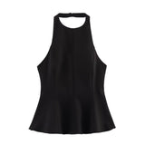 Fongt Women's Clothing INS Net Red Explosion Fashion Short-Term Under The Elastic Hanging Neck Top