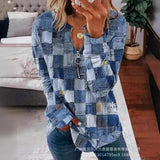 New Women's Imitation Denim Print Casual Jacket AY1716A1 Collection-Outfit