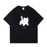 Aesthetic Black Cat Print Oversized T-shirt-Outfit