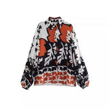 Summer Style Fluffy Sleeve Printed Shirt Printed Home Pants Printed Shorts Set-Outfit