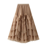 Fongt Half-Dress Summer 2025 New Irregular Mesh Dress With Thin High Waist Fluffy Cake Skirt D2507