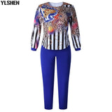 Two 2 Piece Set African Clothes Africa 2021 Dashiki Fashion Print Dresses Suit Bazin Top Pants Elastic Party Plus Size