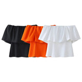 2024 New Street Style One-Word Open-Shoulder Simple Blouse 3644009-Outfit