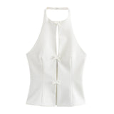 New Collar Bow Decoration Solid Color Blouse 4772009-Outfit