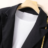 Fongt Autumn New Long Sleeve Large Size Black Small Suit Foreign Style Slim Suit Small Coat Female Tooling-Outfit