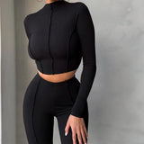 Fongt 2025 Spring Women's New Fashion Set Reverse Design High Waist Solid Color Two Sets