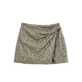 Fongt New Fashion Temperament Women's Army Green Beads Irregular Skirts