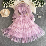 Fongt High-End Chiffon Dress Women Autumn New Temperament Banquet Dress Phony Holiday Princess Dress