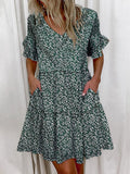 Ruffles Loose V-Neck