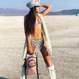 Rhinestones Two Piece Outfits Women Hollow Out Tank Top Link Chain Tassels Skirts 2 Piece Set Party Club Summer