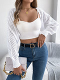 Shooting Autumn And Winter Casual Pure Color Hollow Lantern Sleeve Sweater Coat Women's
