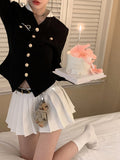 Vintage Two Piece Set Women Japanese Short Blazer Coat+mini Skirt Suit Female Casual Korean Fashion Sexy Kawaii Set