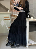 Fairy Lace Patchwork Maxi Skirt-Outfit