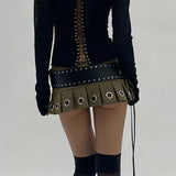 Features Chicken Eyelids With Spicy Girls Low Waist Ultra-Short Pleated Skirt 2024 Summer New Tooling Miniskirt-Outfit