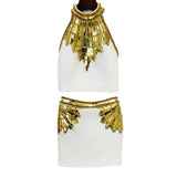 Fongt Star Fashion New Heavy Industry Nails Studded Metal Chip Hanging Neck Vest Half-Dress