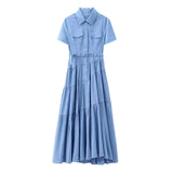 New Spring Style Spliced Dress With Belt Shirt 2240371-Outfit