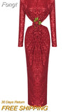 2023 New Women's Sexy Backless Waist Hollow out Design Leg Length Sequins Diamond Elegant Celebrity Party Evening