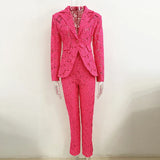 Fongt New Star Fashion Water-Soluble Lace Suit Small Foot Trousers Set Two Sets