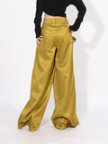 Fongt 2024 Stylish Wide-Leg Pants Pleated Zip Pocket Design Straight Casual Pants-Outfit