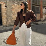 Fongt Women's Explosive Minimalist Fashion V-Neck Button Knitted Cardigan