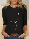 Knitted Leisure Long-sleeved Animal Print Round Neck Casual