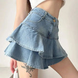 Ruffled Denim Mini