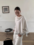 Fongt Xixi 2025 Autumn New Black Standard Loose Long-Sleeved Neck Cape Knitted Woolen Woman 25406
