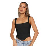 Fongt Summer 2024 New Hot Girl Fried Street Slings Sexy Waist Collar Top