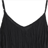 Womens Summer New Chic Fit Tender Sweet Pleated Spaghetti Trendy Soft Simple Solid Korean Style Elegant Vintage Pure