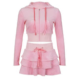 Aesthetic Skirt & Hoodie Two Piece