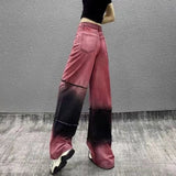 Fongt Mm Ocean Color Ripped Jeans Women's Large Size Summer New High-Rise Loose Thin Straight Leg Pants