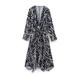 Spring Animal Print Silk Satin Dress 9878081-Outfit