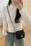 Collar Threaded Bottom Women Wear Temperamental Long-Sleeved T-Shirts In Autumn And Winter-Outfit