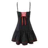 Embroidery Floral Corset Sling Strap Layered Hem Mini Dress-Outfit